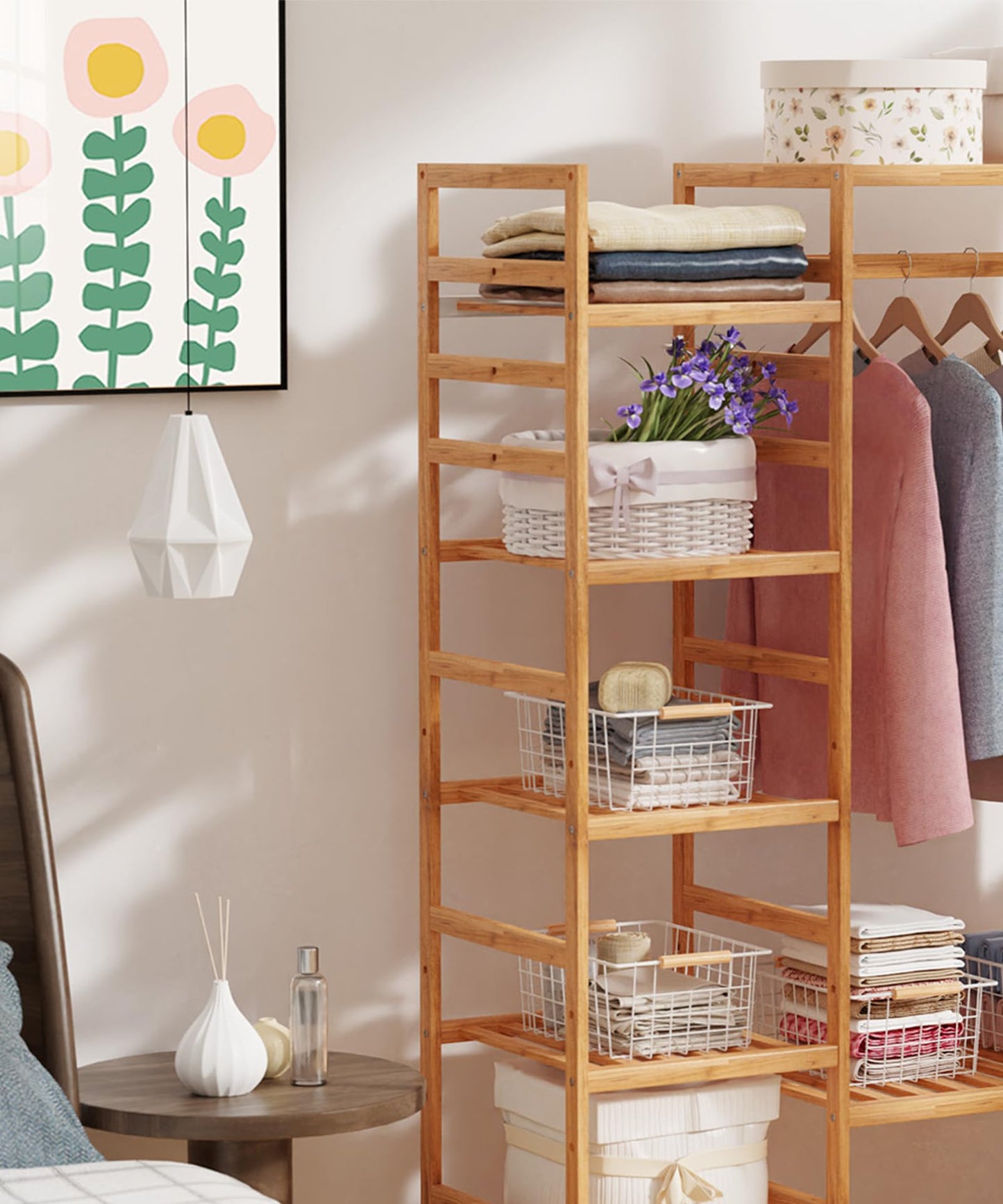 Wire Basket with Wooden Handle, Metal Utility Storage Basket for Organizing Kitchen Pantry Cabinets, Closet and Garage Shelves Drawers, Office Metal Basket Storage Organizer with Handle (White 2 Pack)