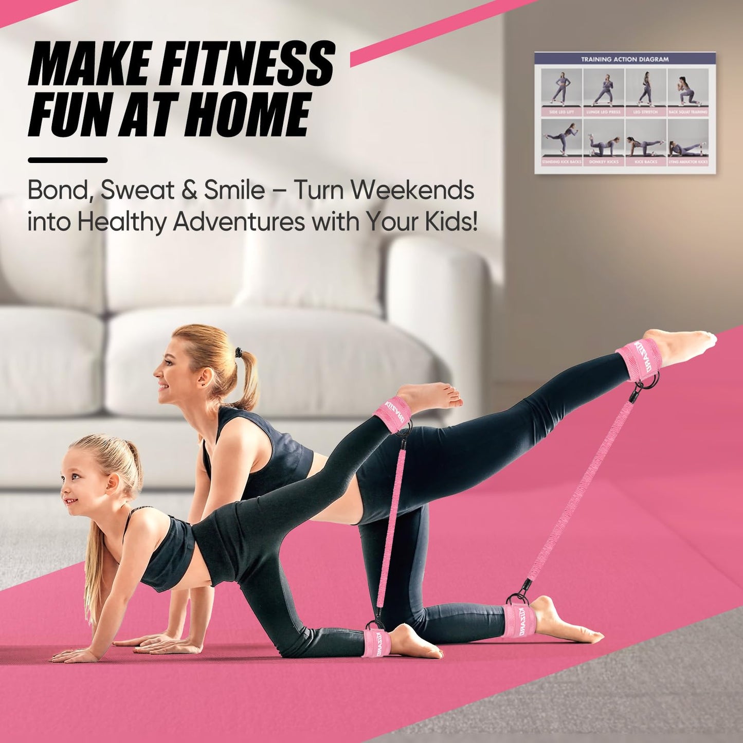 Ankle Resistance Bands with Cuffs, Ankle Weights Bands for Working Out, Women Leg and Glutes Workout Equipment, Exercise Bands for Kickbacks, Butt and Booty Trainer, Home Gym Fitness Equipment