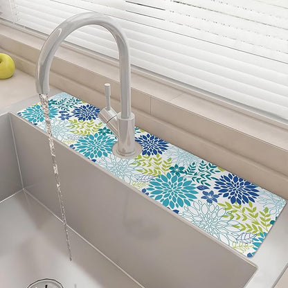 24" X 5.5" Kitchen Sink Splash Guard Faucet Mat Flora Super Absorbent Fast