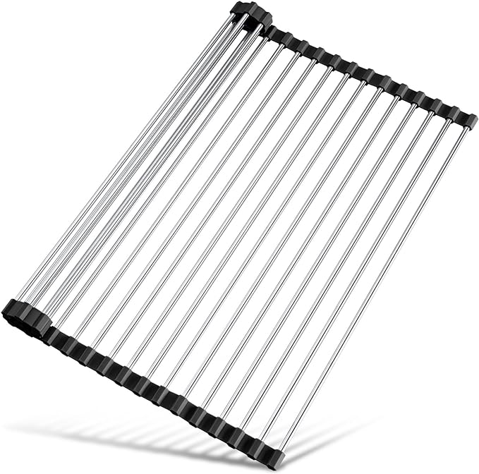 Tomorotec 21" x 15.5" Roll Up Dish Drying Rack Over Sink Drying Rack Sink Cover