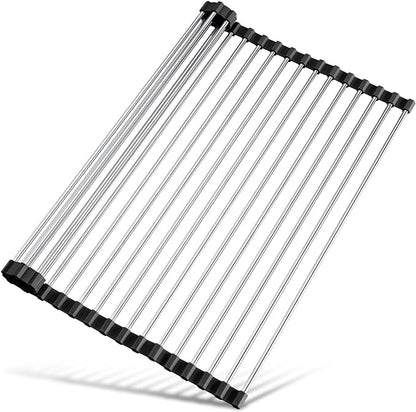 Tomorotec 21" x 15.5" Roll Up Dish Drying Rack Over Sink Drying Rack Sink Cover