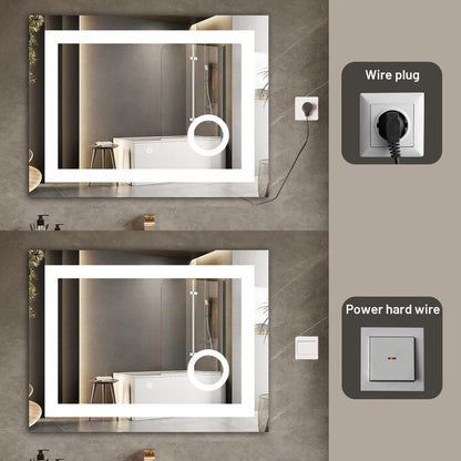 MIRPLUS 24 x 32 inch Bathroom Mirrors for Wall, LED Bathroom Mirror with Lights, Rectangular Bathroom Mirror with 3X Amplifier Anti-Fog Mirrors