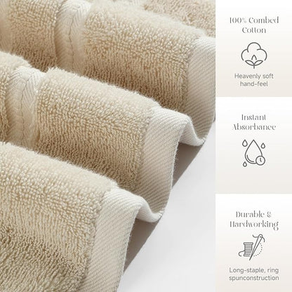 Simple&Opulence 4 Pcs Premium Hand Towels 16"x28", 600 GSM 100% Ring Spun Cotton