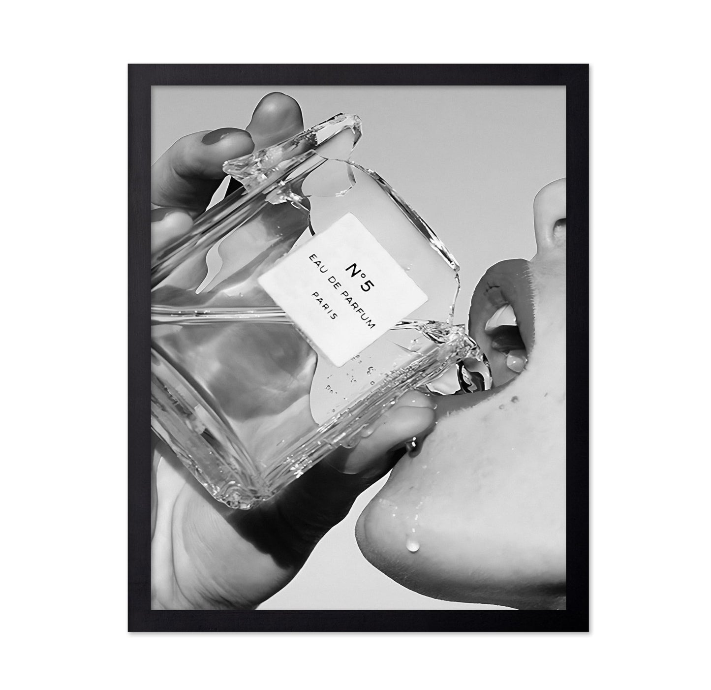 Poster Master Drinking Perfume Print - Fashion Poster - Black and White Art - Luxury Brand Wall Design - Girly Photography Art - Great Girl's Room or Office Decor - 8x10 UNFRAMED Wall Art