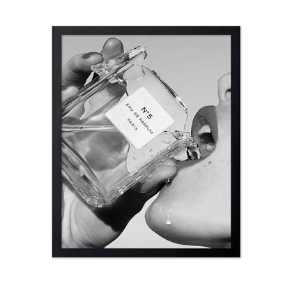 Poster Master Drinking Perfume Print - Fashion Poster - Black and White Art - Luxury Brand Wall Design - Girly Photography Art - Great Girl's Room or Office Decor - 8x10 UNFRAMED Wall Art
