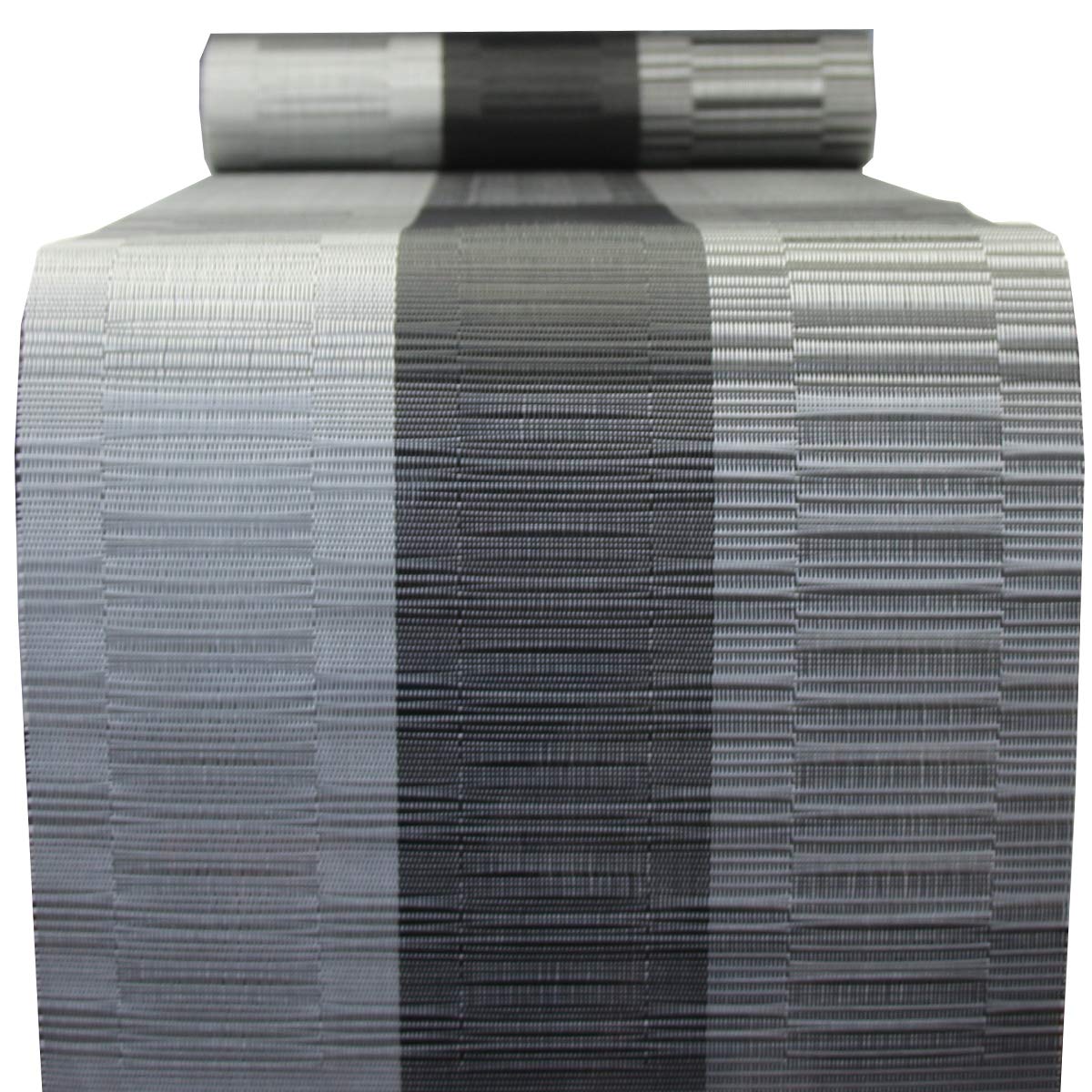 PIGCHCY Elegant Placemats with Matching Table Runner,Washable Vinyl Woven Table Mats Sets(6pcs Placemats+1pcs Table Runner, Black)