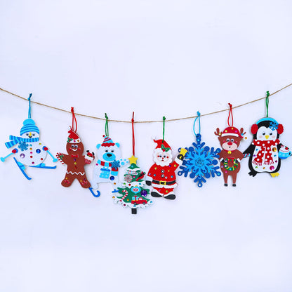 Winlyn 24 Sets Christmas Craft Kits Winter Crafts DIY Christmas Ornaments Decorations Art Sets Foam Santa Reindeer Snowman Christmas Stickers for Kids Holiday Season Classroom Activities Party Favors