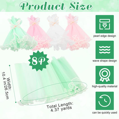 8 Pack Floral Wrapping Mesh Paper, Windspeed Pearl Mesh for Floral Bouquet Wrapping Paper White and Pink Florist Supplies for Mother's Day Valentine's Day Florist Wedding Flower Packaging