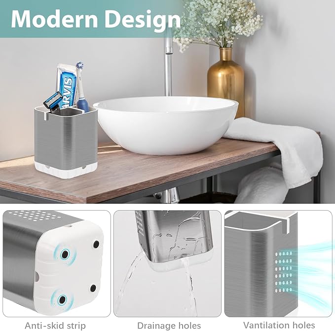 Boperzi Toothbrush Holder Toothpaste Organizer Drainage