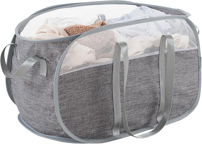 TECHMILLY Collapsible Laundry Basket, Foldable Tear Proof Mesh Pop Up Hamper