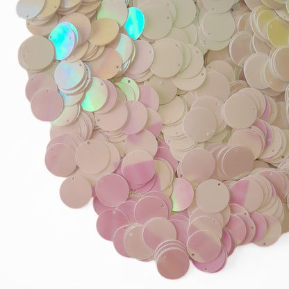 Deglation Studio 20mm Bulk Loose Iridescent Top Hole Round Sequins, Embriodery Disc Sequins for Craft DIY Sewing Decorations Arts 250 Pieces (White-Pearl IRIS156)