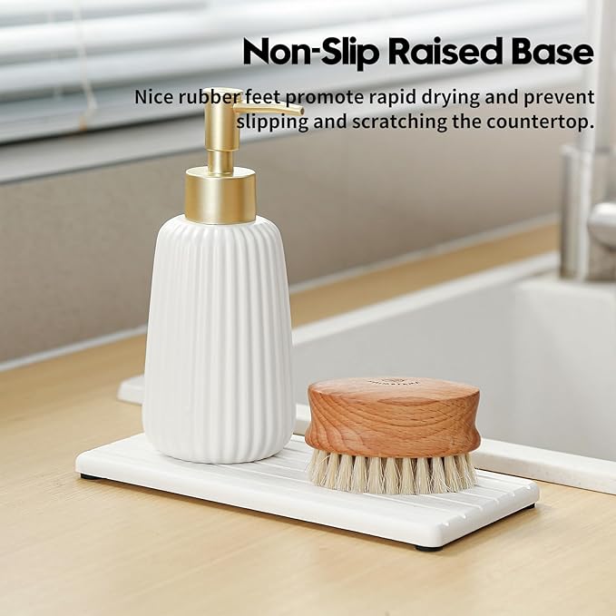 Diatomaceous Earth Sink Organizer Tray Set, Faucet Splash Guard