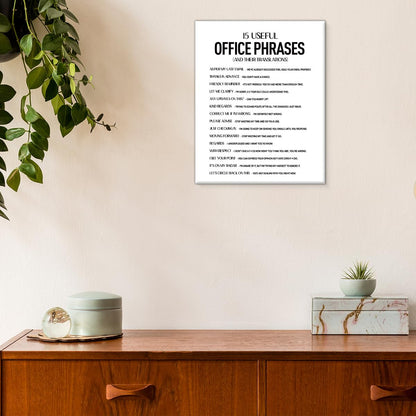 Funny Office Wall Art Print - Work Humor Useful Office Phrases Poster Artwork Sarcastic Wall Decor for Office Cubicle 8x10 Canvas Framed