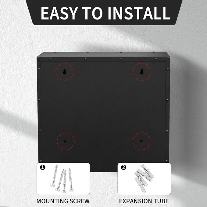 Wall Mount Mailbox for House Outside, Anti-Theft Locking Mailbox, Weatherproof Mailboxes 13.5" H x 15" L x 5.5" D, Black