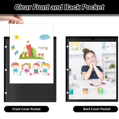 30 Pcs 3 Hole Punch Parent Teacher Communication Folders with Clear Front Pockets for 3 Ring Binders, 2 Pockets Homework Take Home Plastic Folders Classroom Folder for Kid Student ﻿ (30, Black)
