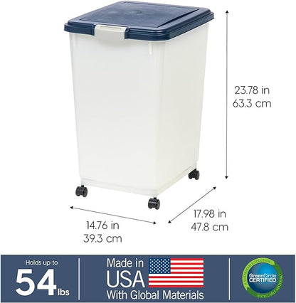 IRIS USA Dog Food Storage Container, Attachable Wheels,