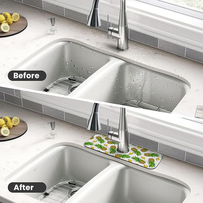 Pineapple Summer Pineapples Kitchen Sink Splash Guard Faucet Mat Super