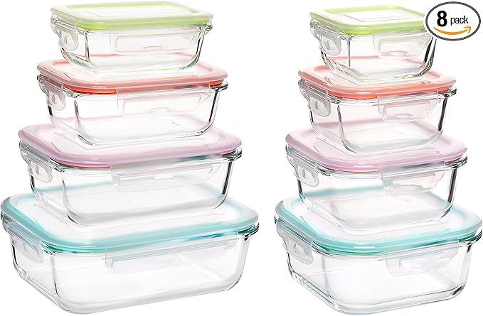 Vtopmart 8 Pack Glass Food Storage Containers