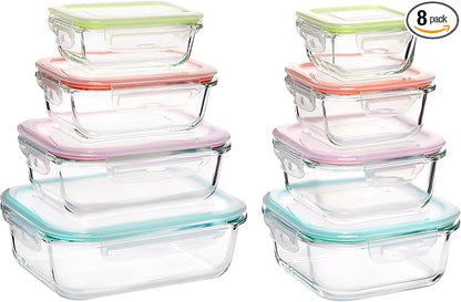 Vtopmart 8 Pack Glass Food Storage Containers
