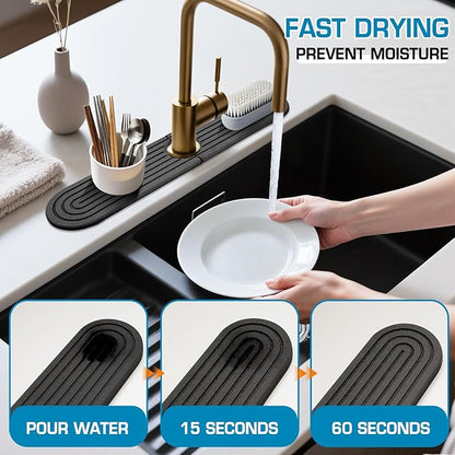 Diatomite Stone Faucet Mat For Kitchen Sink-Absorbent Fast Drying Stone Sink
