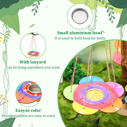 DoubleFill 48 Pcs Bird Feeder Craft Kits for Ages 3-8 Arts and Crafts DIY Wooden Painting Kits Outdoor Toys Party Favor Gifts