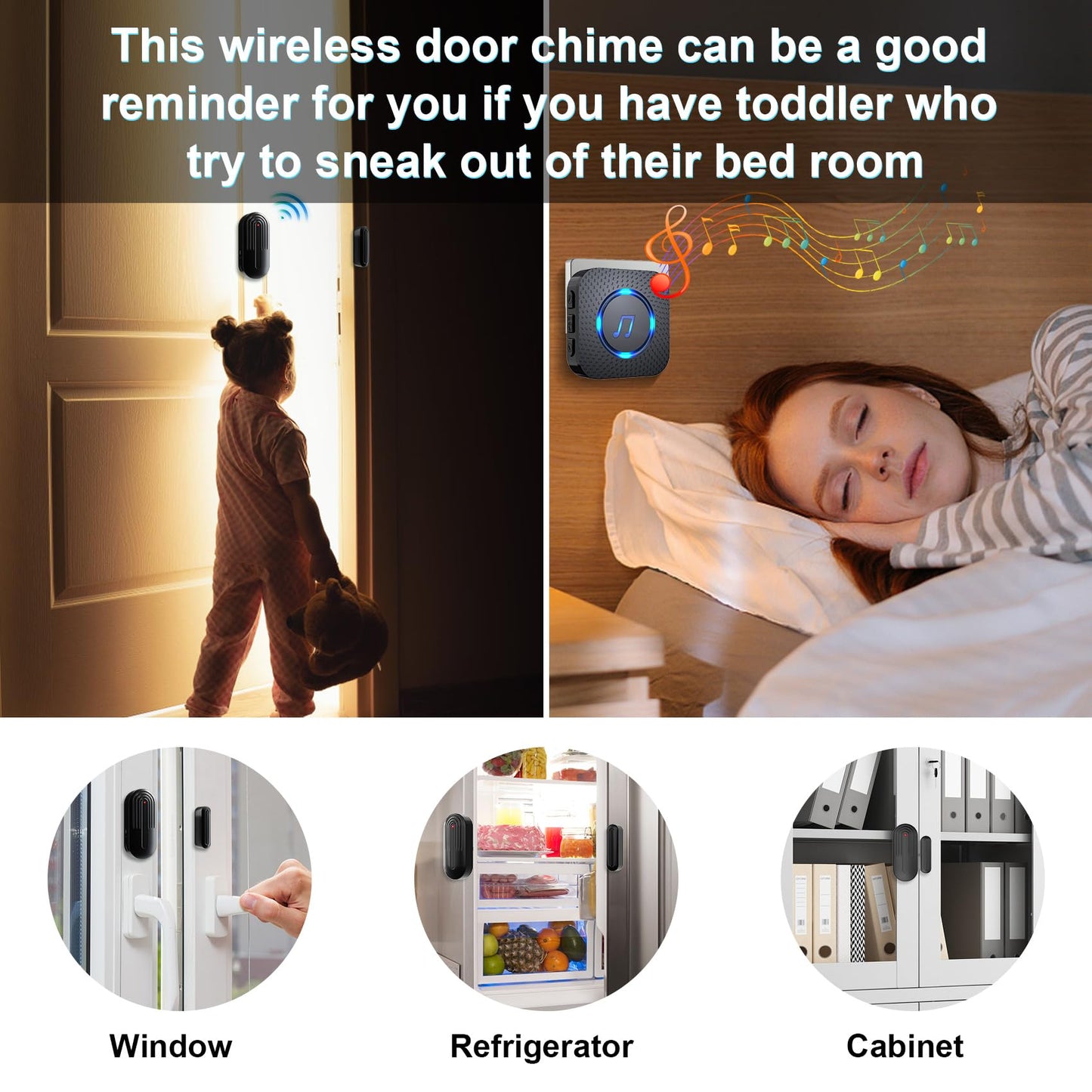 Sanjie Door Chime,Wireless Door Chimes When Door Opens Entry Alarm for Home/Business/Office/Store with 800ft Range,55 Chimes and 5 Adjustable Volume Door Ringer Alert