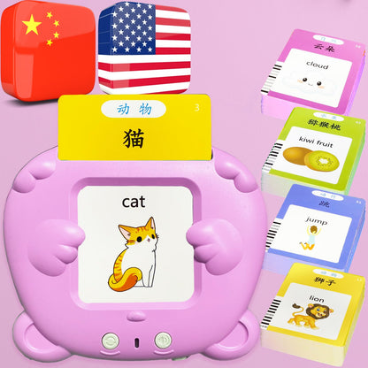 MoLingvora Bilingual Talking Flash Cards for Kids - Mandarin English Flashcards Children Adults, 510 Sight Words, ABC Alphabet, Pocket Speech for Toddlers, Audible Sensory Toys (Chinese, Pink)
