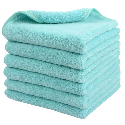 SINLAND Absorbent Coral Velvet Washcloth Ultra Soft Microfiber Face Towels 12 x
