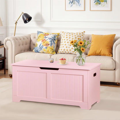 Saicool Wooden Storage Chest,30/40 Inch Storage Trunk w/2 Safety Hinges, Storage Bench, Modern Lift Top Chest Box Organizer (Pink, 40 Lx 15.7 W x19 H Inch)