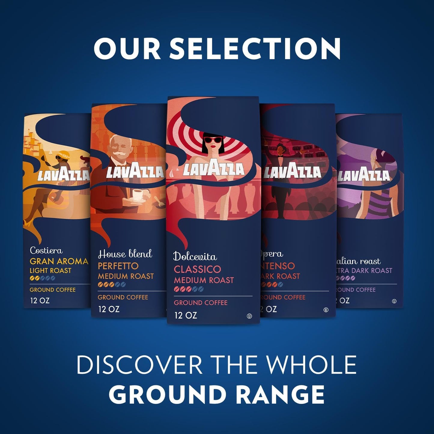 Lavazza Dolcevita Classico Ground Coffee 12oz Bag, Medium Roast, Rich and Full-bodied, Intensity 3/5, Arabica and Robusta, Ideal for Drip Brewers (Pack of 1) - Package May Vary
