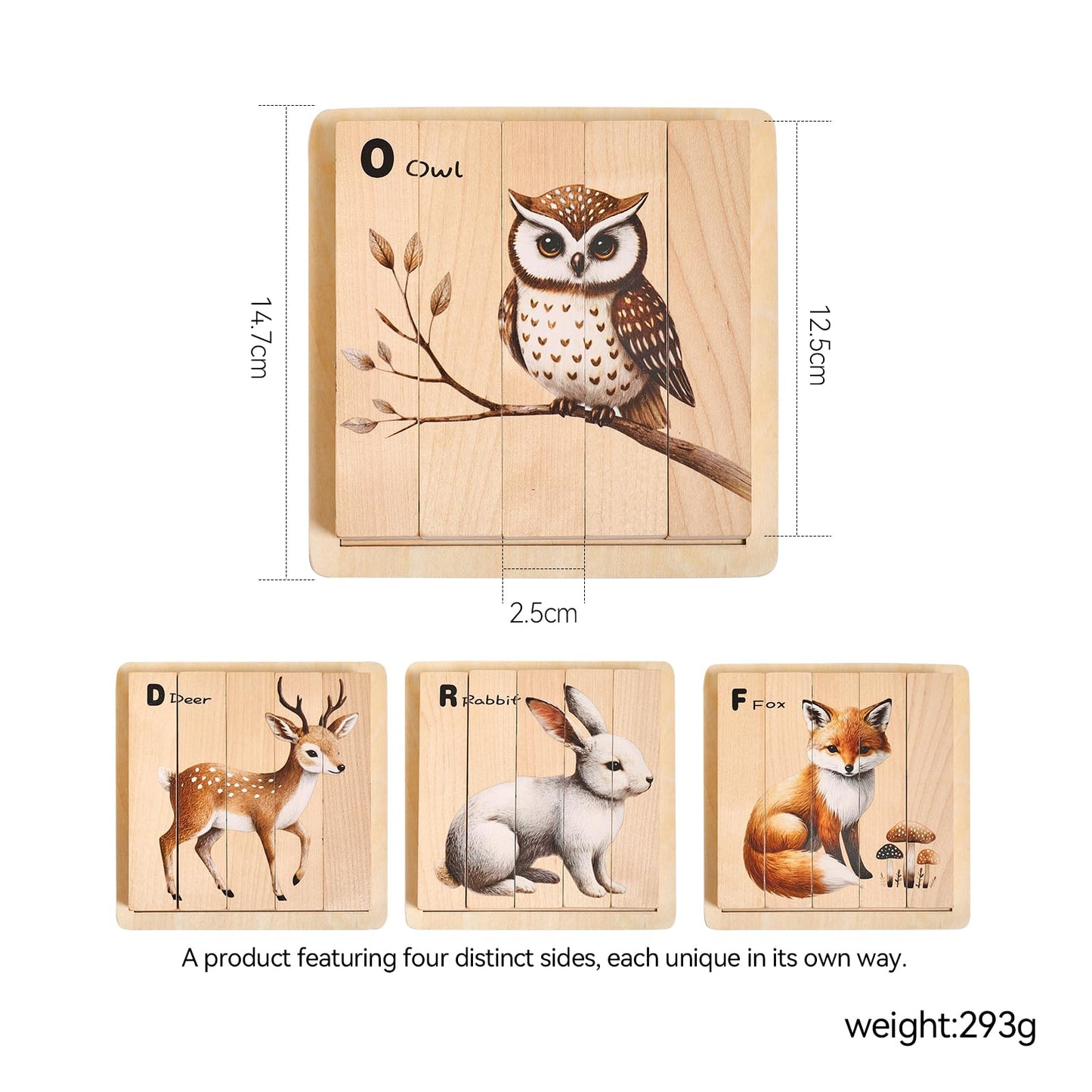 Promise Babe Wooden Forest Animal Puzzles Toy for Toddlers 1-3, 4-in-1 Montessori Toys Learning Educational Chunky Puzzle for 2-4 Years Old, Baby Boys Girls Gifts