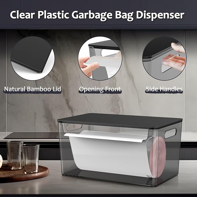 2 Pack Trash Bag Holder Under Sink Stackable, Plastic Garbage Bag Dispenser