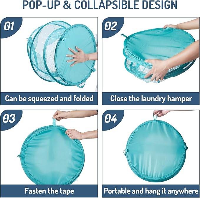 Seiritex Mesh Popup Laundry Hamper 115L Collapsible Laundry Basket No Lid Extra