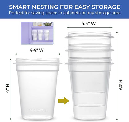 BubbleWally JoyPlus Overnight Oats Containers with Lids Plastic (Beige) - Meal Prep Containers Reusable for Food Storage – 16oz Jars for Breakfast, Snacks, and Lunch