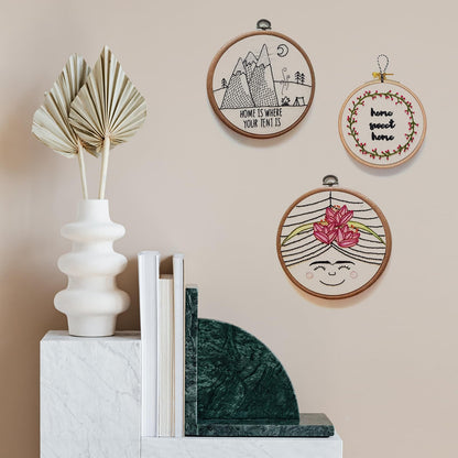 PATIKIL 7inch Embroidery Hoop, 4pcs Cross Stitch Hoop Rubber Imitated Wood Circle Frame Ring for Embroidery Art Craft Sewing Ornaments Hanging Decoration
