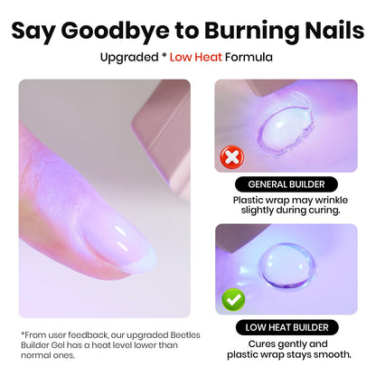 Beetles Builder Gel Set,3 Pcs 8 in 1 Nail Strengthening Apex Building Extension for Beginner DIY Salon at Home,Clear Builder Nail for Nails with Base and Top Coat Gel,UV & LED Lamp Needed