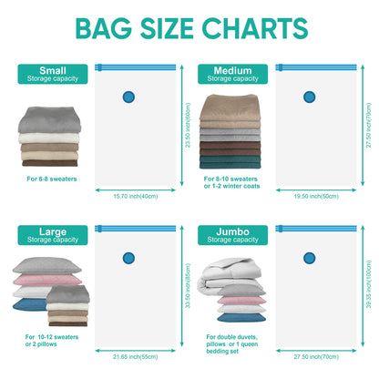 MattEasy Space Saver Vacuum Storage Bags, 6 Pack Space Saver Bags with Pump, Storage Vacuum Sealed Bags for Clothes, Comforters, Blankets, Bedding (6 Small)