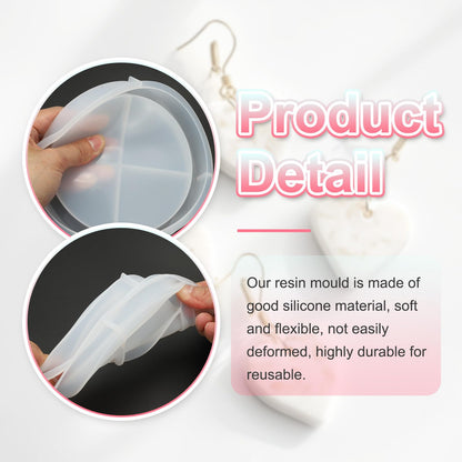 PATIKIL 8.3" Round Tray Resin Mould with Edge, Plate Silicone Moulds for Epoxy Resin Jewelry Storage Containers Blank Casting Mould for DIY Craft Home Decorations Making Tool, White