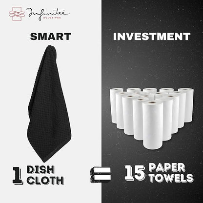 Infinitee Xclusives Premium Dish Cloth 100% Cotton 12 x 12 Inches |Pack of 4|