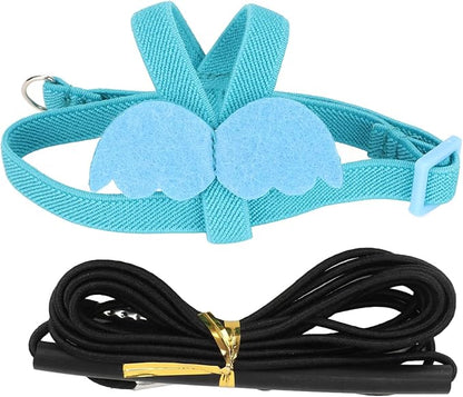 Parrot Bird Harness Leash, Adjustable Parrot Nylon Anti Bite Flying Training Rope, Easy to Wear Outdoor Flying Kit, Flight Suit with Leash for Parakeets Cockatiels Conures Budgies(L Blue)
