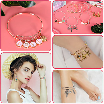 Sofier 542pcs Bangle Bracelet Making Kit DIY Jewelry Making Kit and Supplies Expandable Charm Bracelets Pendants Plier Set Toy Art Craft Gift for Girl Teen Women Adult