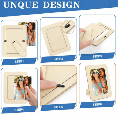 Oungy Craft Picture Frames 40 Pcs, 4 x 6 Style Paintable Wooden Frame Blanks, Natural Plywood Photo Frames for Classroom Crafts, Party Tables, DIY Decor