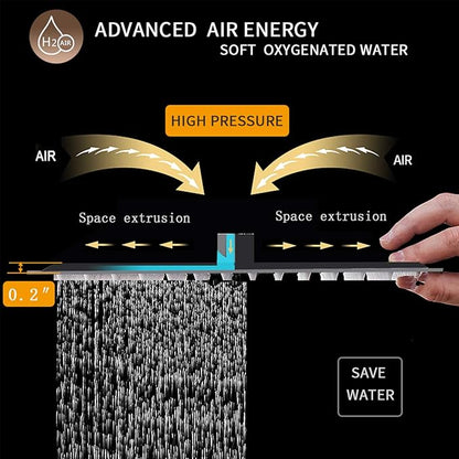 BESy 10 Inch Rain Shower Head, 10" Square Rainfall & High Pressure Stainless Steel Bath Showerhead, 1/16" Ultra Thin, Waterfall Full Body Coverage with Silicone Nozzle, Matte Black Finish