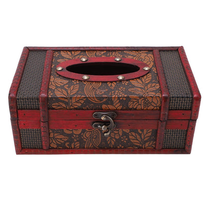 Classical Retro Wooden Antique Tissue Box, Wooden Tissue Box Vintage Style Wood Classic Texture Holder for Bathroom Toilet Living Room Kitchen
