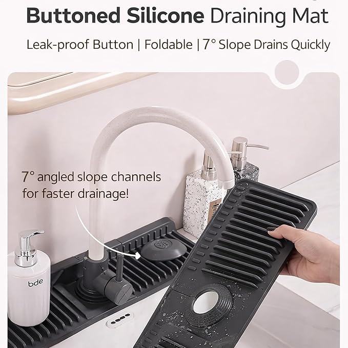 Silicone Faucet Mat for Kitchen Sink, Kitchen Sink Splash Guard Behind Faucet