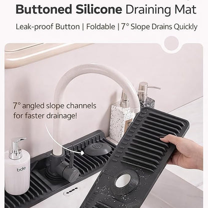 Silicone Faucet Mat for Kitchen Sink, Kitchen Sink Splash Guard Behind Faucet