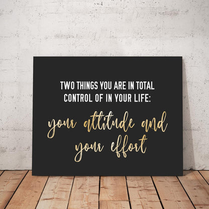 WOWGOOMO Entrepreneur Motivational Canvas Wall Art Inspirational Quotes Wall Art Control Your Attitude and Effert Canvas Print Framed for Home Office Workplace Classroom Bedroom Wall Decor 12"x16"