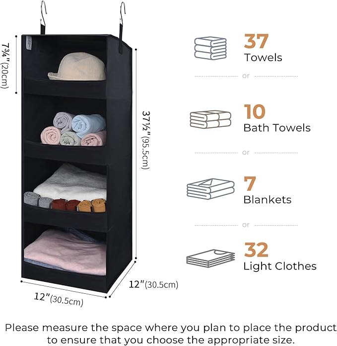 GRANNY SAYS 4-Shelf Hanging Organizer, Closet Hanging Shelves, Closet Hanging