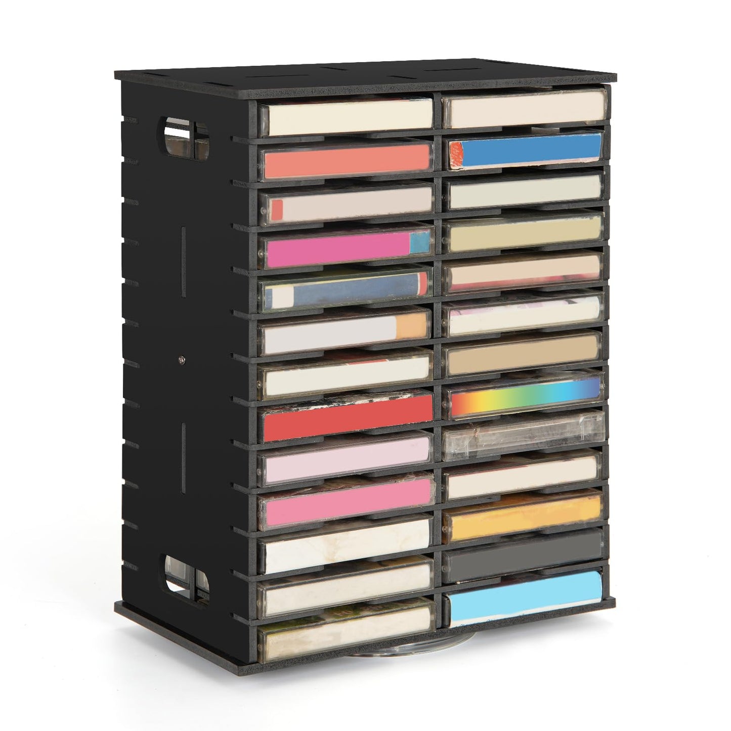 Arkiya Rotating Cassette Tape Storage Holder, 52 Slot Cassettes Organizer Rack, Audio Cassette Tape Display Shelf, Ideal Gift for Cassettes Collectors, Black