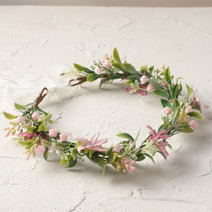 KorViSHOW Pink Flower Crown Headband, Artificial Daisy Flower Headpiece, Adjustable Fairy Floral Headband for Women Girls Renaissance Birthday Bride Wedding Festivals Party Photo Props